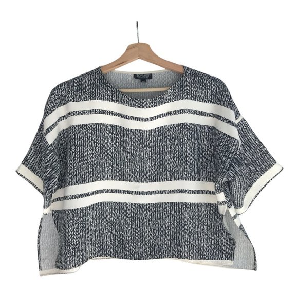 Topshop Boxy Oversized Black & Beige Patterned Crop Top Size 4